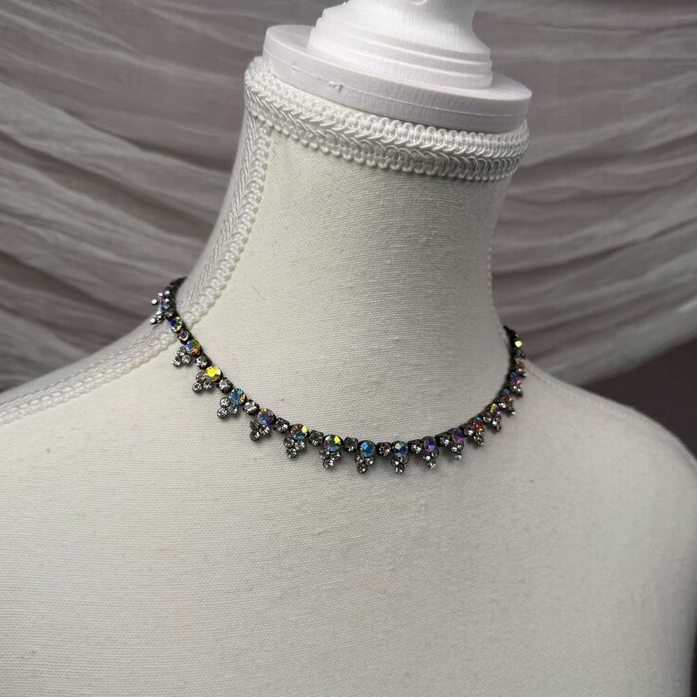 Iridescent Rhinestone Choker Necklace Fairy Grunge Y2K
